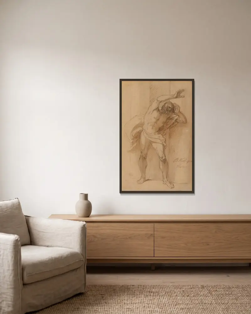 Studie für die Kreuzigung von Benjamin West gerahmt an einer Wand