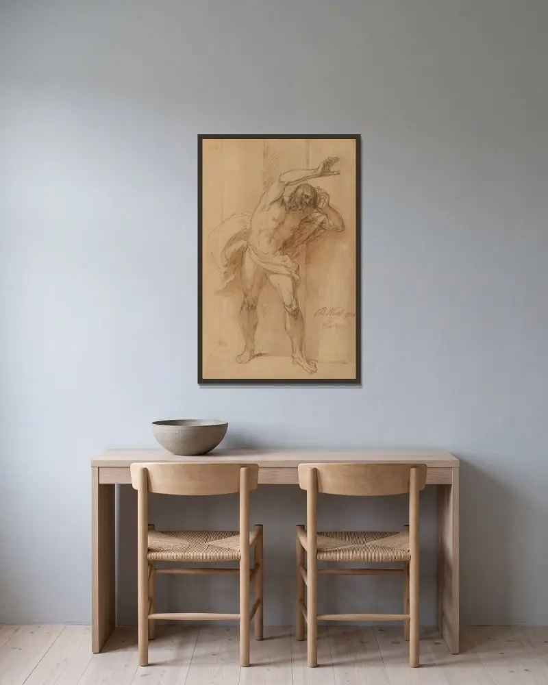 Studie für die Kreuzigung von Benjamin West gerahmt an einer Wand
