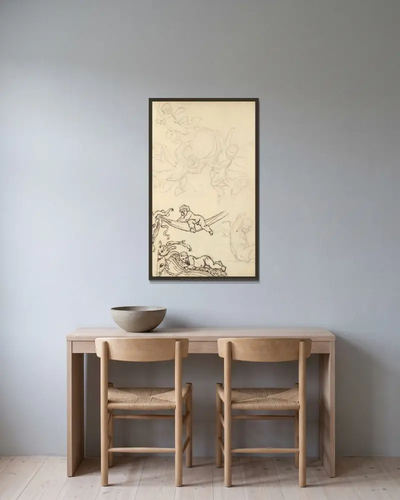 Studie av en vas av Benjamin West inramad på en vägg