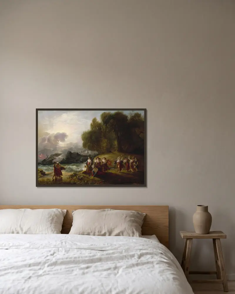 Telemach und Kalypso von Benjamin West gerahmt an einer Wand