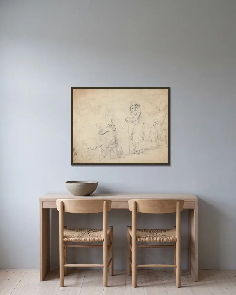 Der Kenner von Benjamin West gerahmt an einer Wand