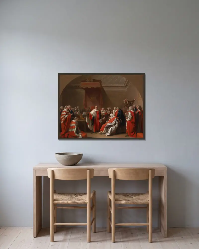 Der Tod des Chatham von Benjamin West gerahmt an einer Wand
