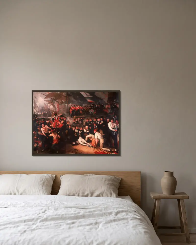 Nelsons död av Benjamin West inramad på en vägg
