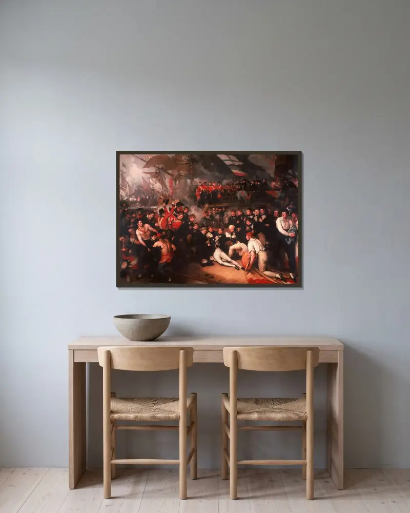 Nelsons död av Benjamin West inramad på en vägg
