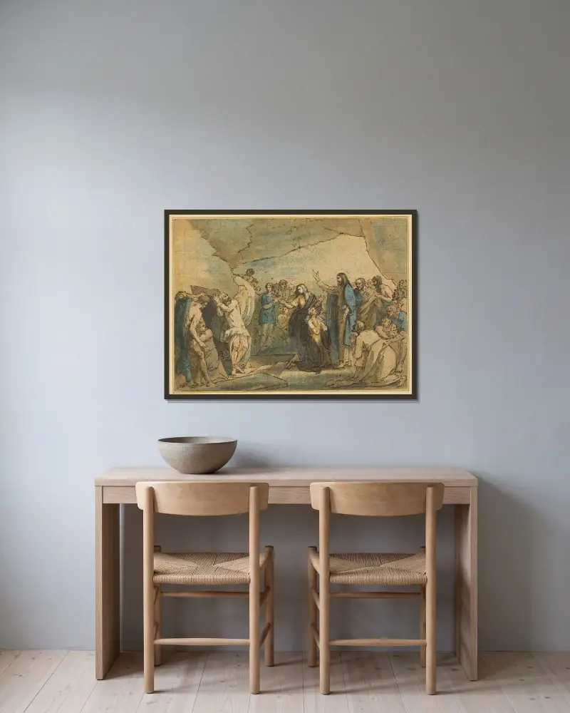 Vzkříšení Lazara, Benjamin West v rámu na stěně