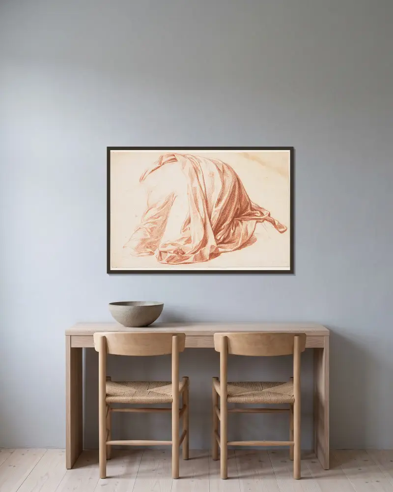 Studie draperie, Bernard Picart v rámu na stěně