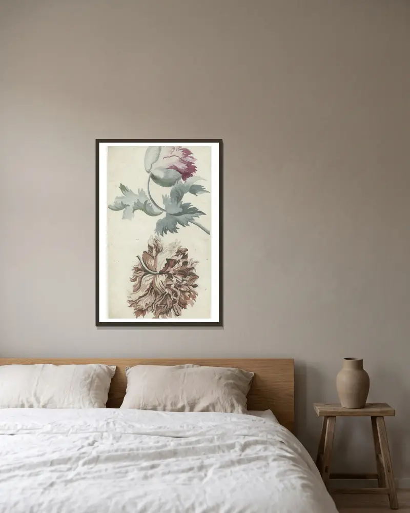 Mohnblumen von Bernard Picart gerahmt an einer Wand
