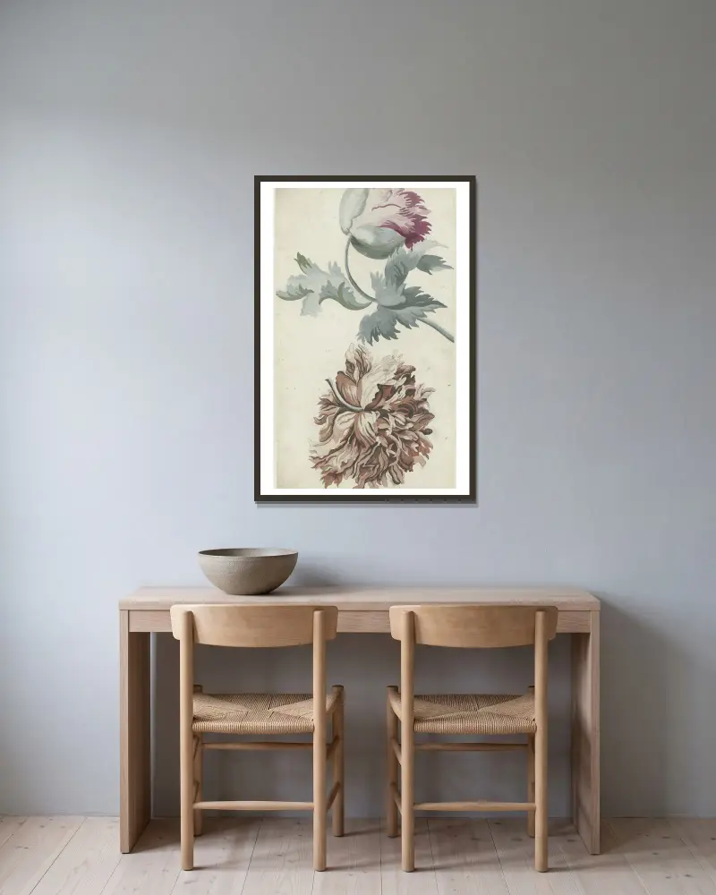 Mohnblumen von Bernard Picart gerahmt an einer Wand