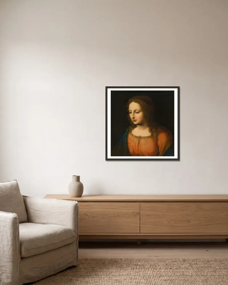 Portrait of a Woman av Bernardino Luini inramad på en vägg