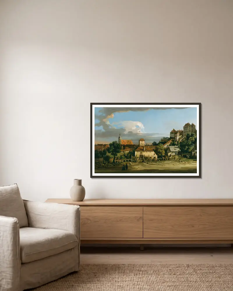 Pirna; The Obertor from the South av Bernardo Bellotto inramad på en vägg