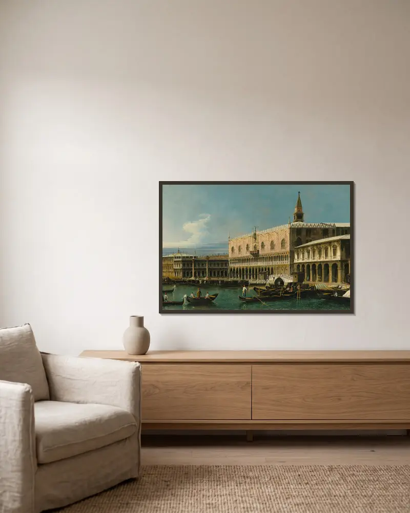 Venice, A View Of The Molo, Looking West, With The Palazzo Ducale And South Side Of The Piazzetta av Bernardo Bellotto inramad på en vägg