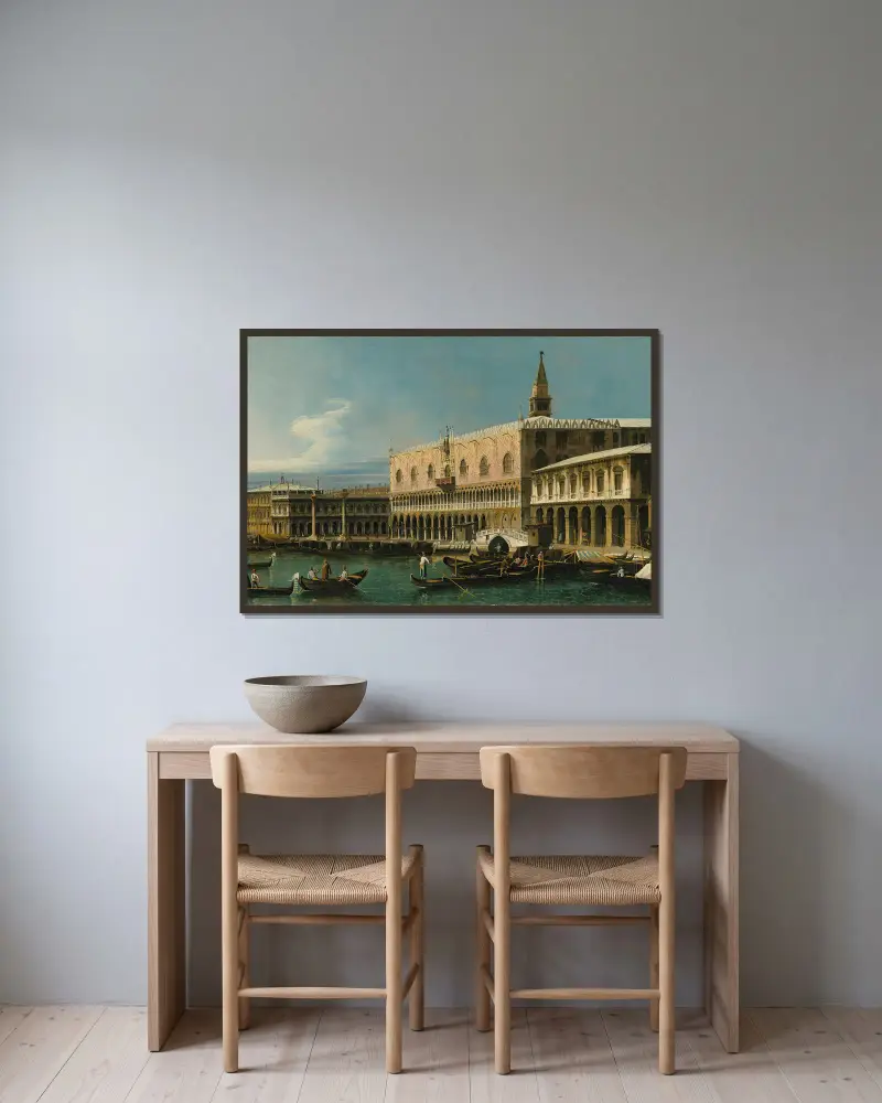 Venice, A View Of The Molo, Looking West, With The Palazzo Ducale And South Side Of The Piazzetta av Bernardo Bellotto inramad på en vägg