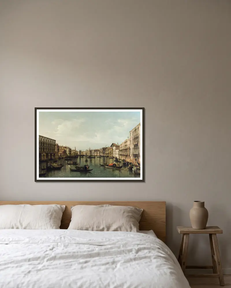 View of Grand Canal with the Palazzi Foscari and Moro Lin av Bernardo Bellotto inramad på en vägg
