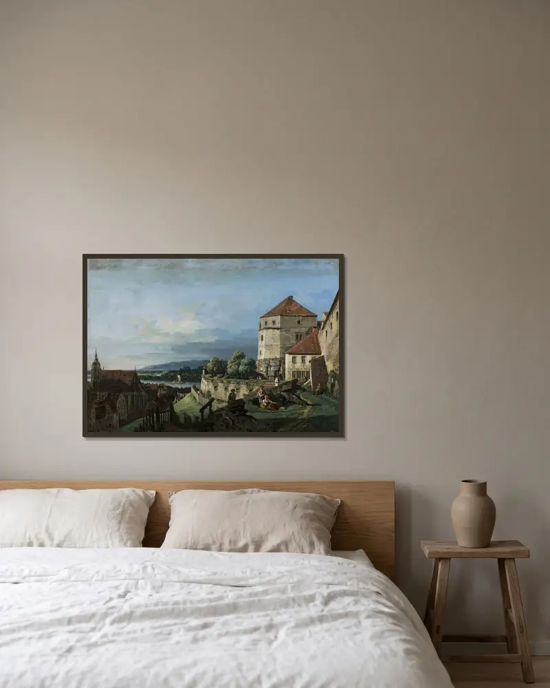 View of Pirna in Saxony av Bernardo Bellotto inramad på en vägg