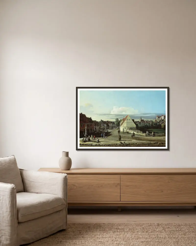 View of Pirna with the Fortress of Sonnenstein av Bernardo Bellotto inramad på en vägg