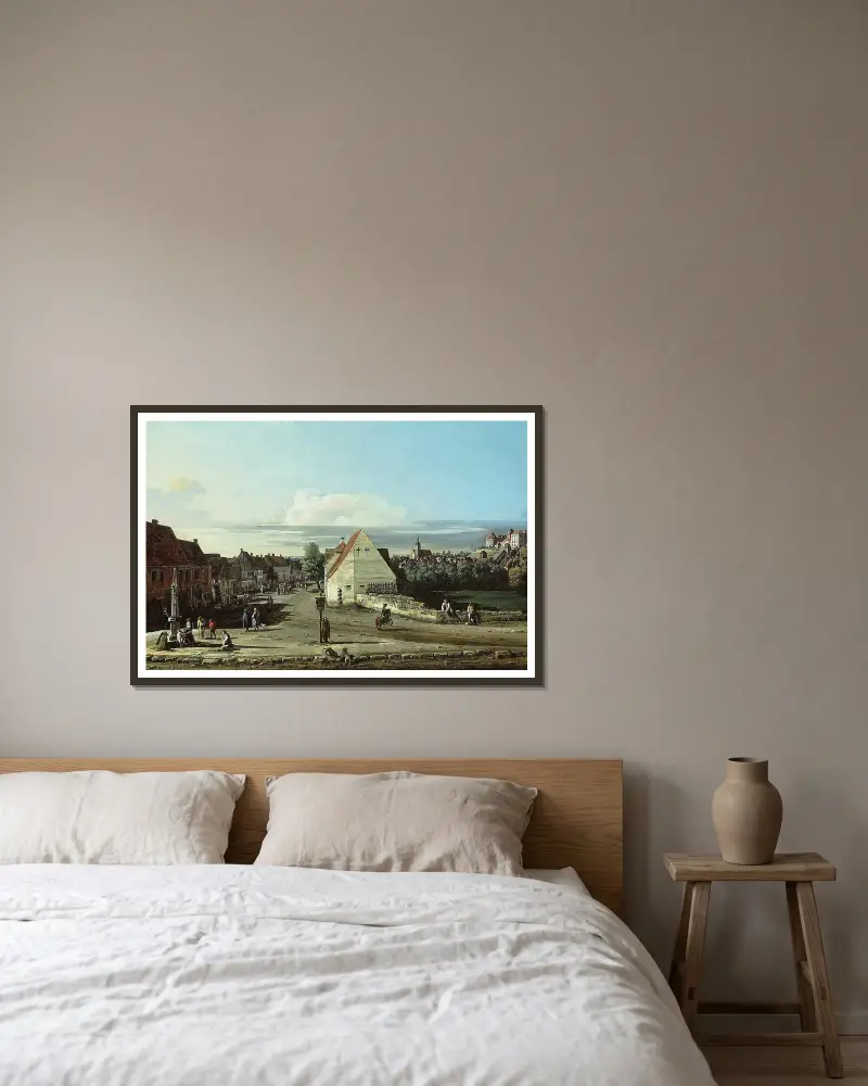View of Pirna with the Fortress of Sonnenstein av Bernardo Bellotto inramad på en vägg