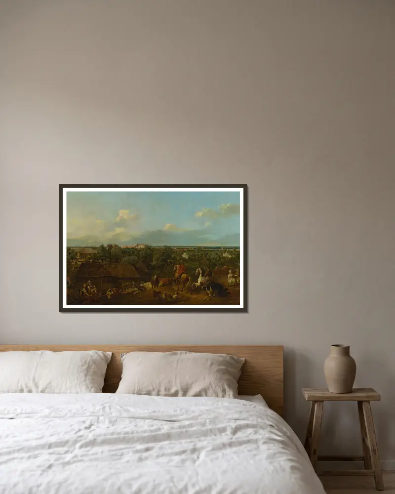 View of Ujazdów and Łazienki av Bernardo Bellotto inramad på en vägg