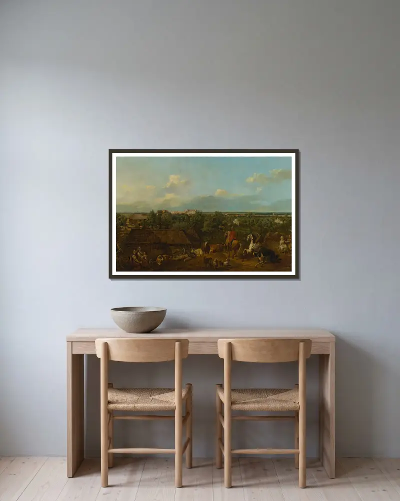 View of Ujazdów and Łazienki av Bernardo Bellotto inramad på en vägg