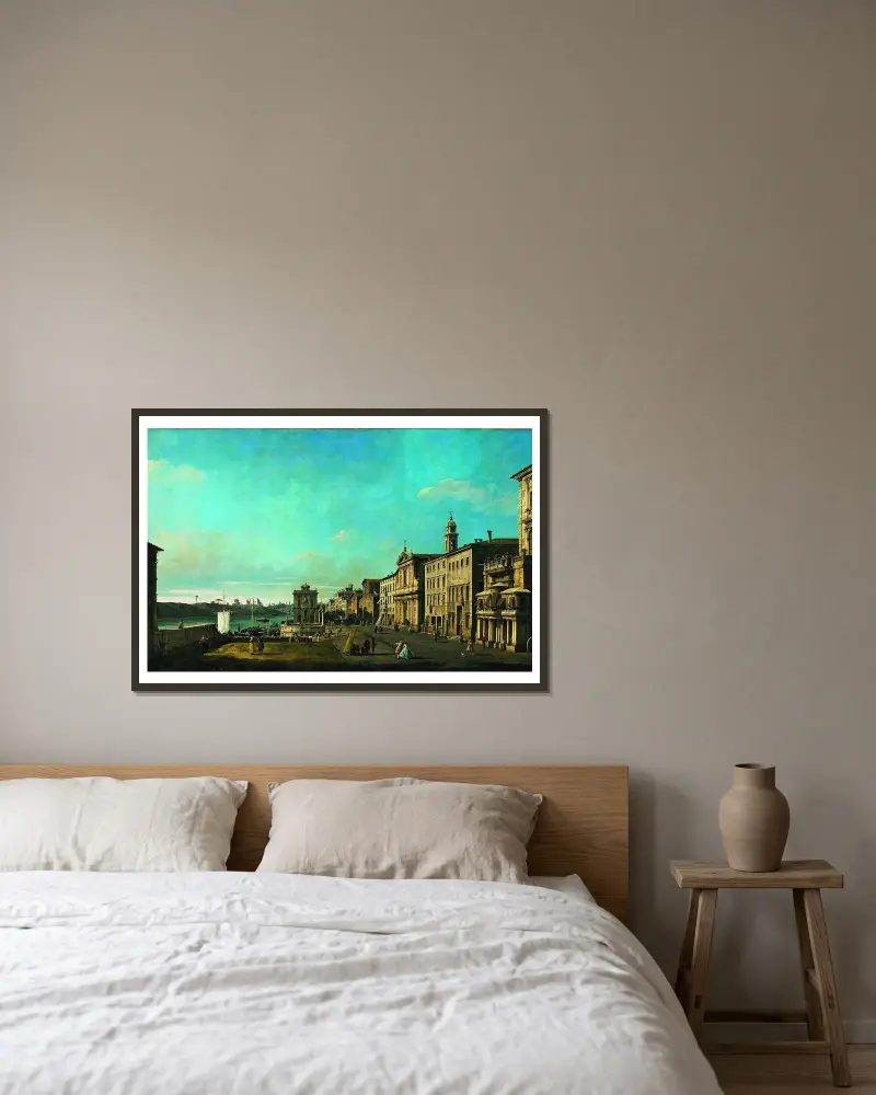 View of Via di Ripetta in Rome av Bernardo Bellotto inramad på en vägg