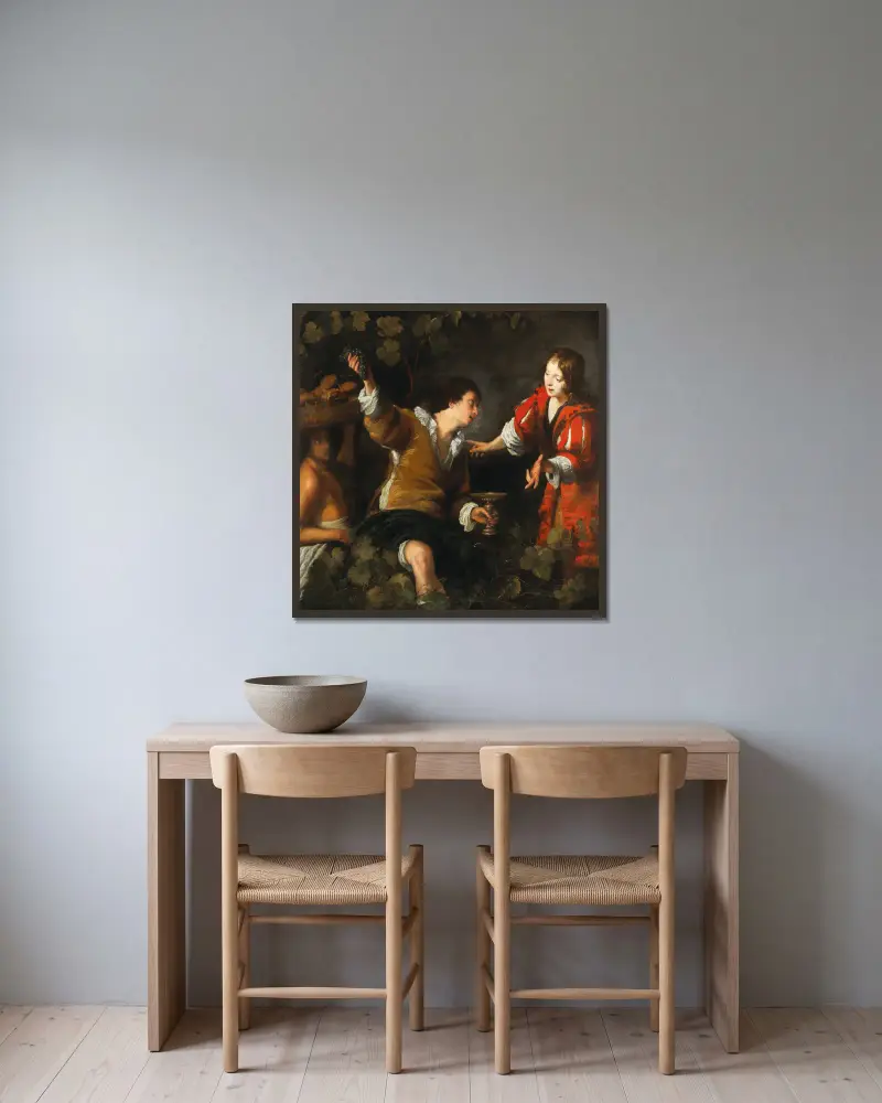 Józef tłumaczący sny, Bernardo Strozzi w ramie na ścianie