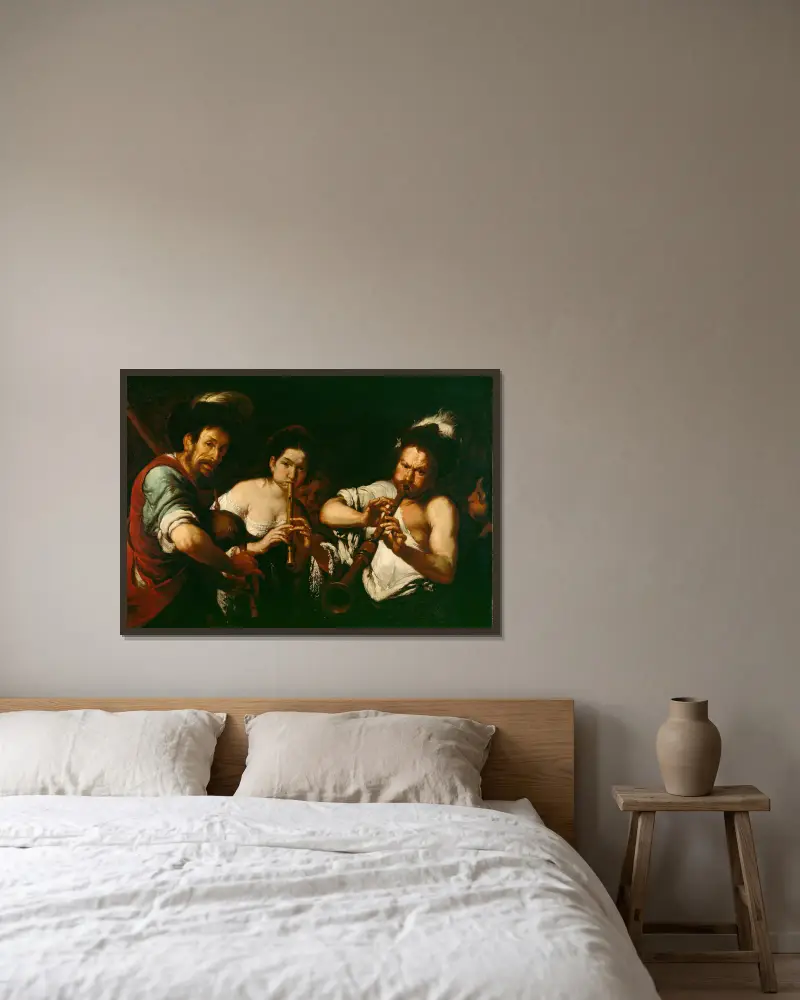 Pouliční hudebníci, Bernardo Strozzi v rámu na stěně