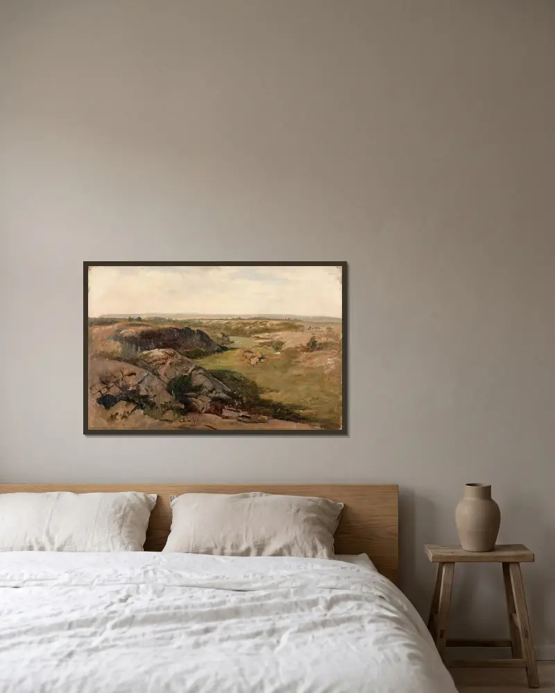 Hügelige Landschaft. Studie von Berndt Lindholm gerahmt an einer Wand