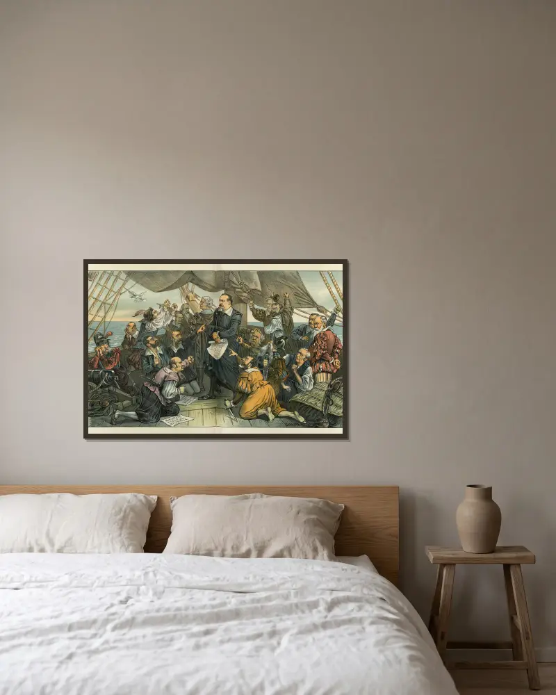 Columbus Cleveland and his mutinous crew – ‘This ship shall not turn back!’ av Bernhard Gillam inramad på en vägg
