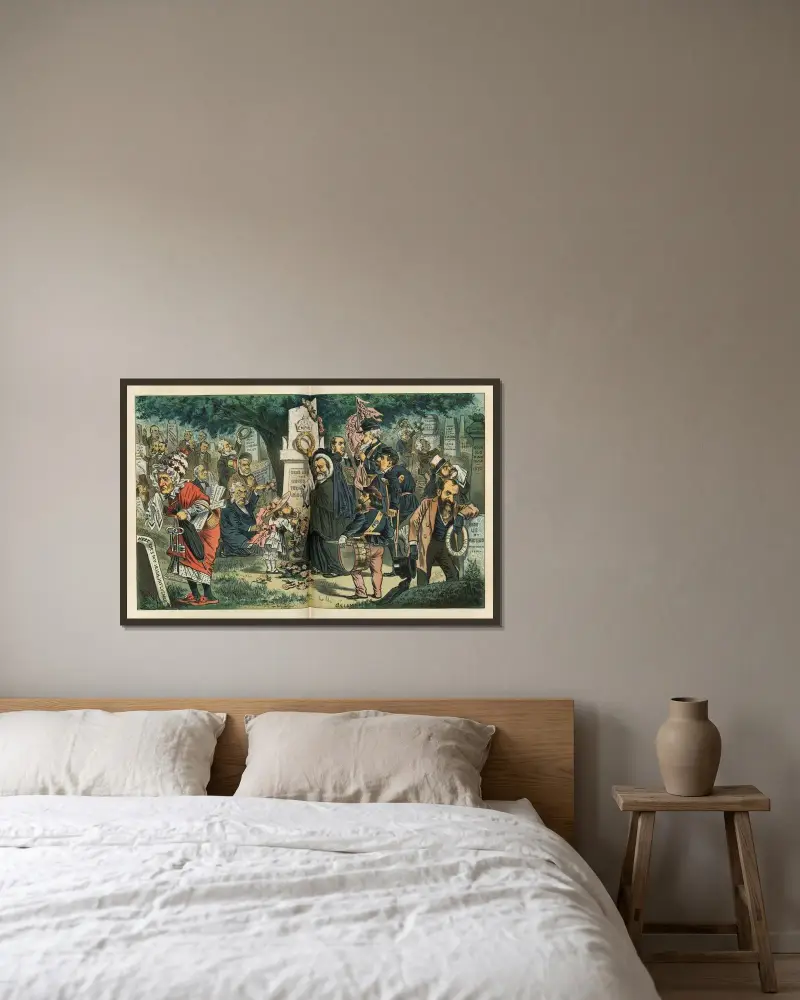 Decoration-day, 1883 av Bernhard Gillam inramad på en vägg