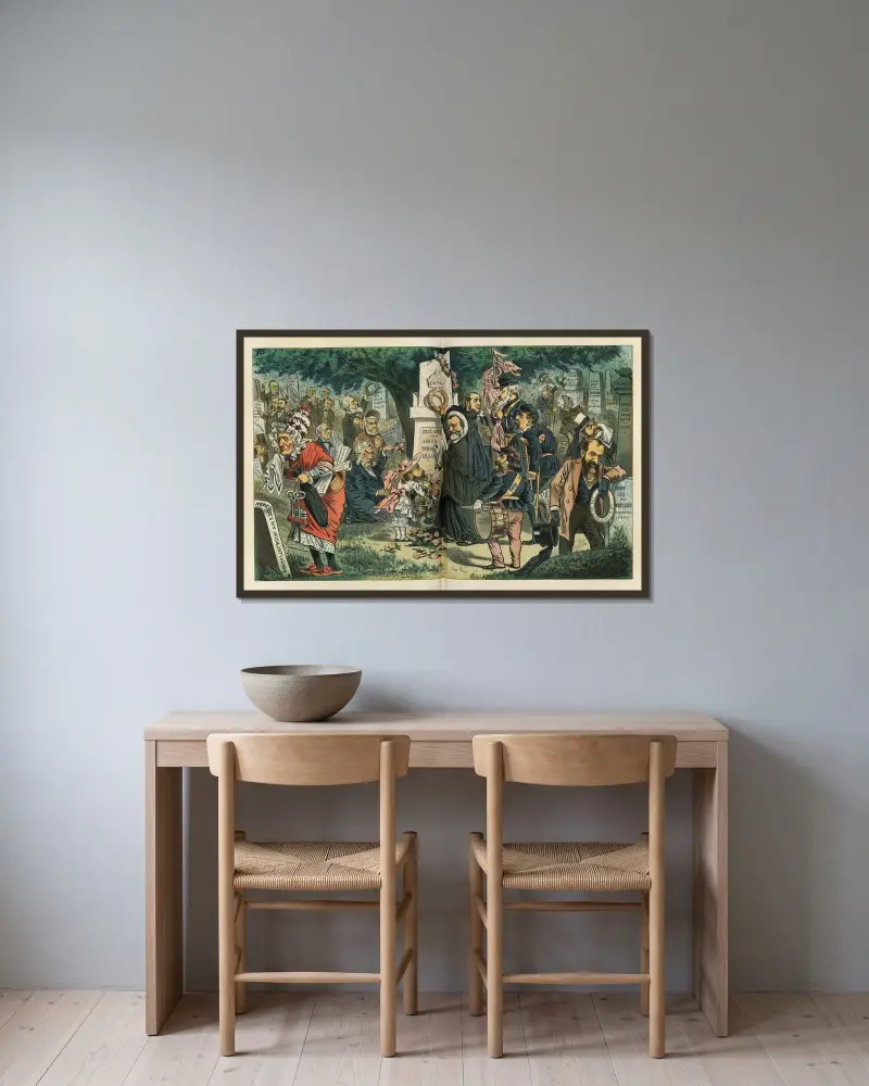 Decoration-day, 1883 av Bernhard Gillam inramad på en vägg