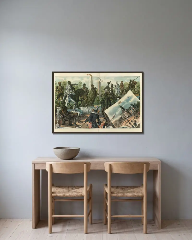 No more of those hideous monuments! av Bernhard Gillam inramad på en vägg