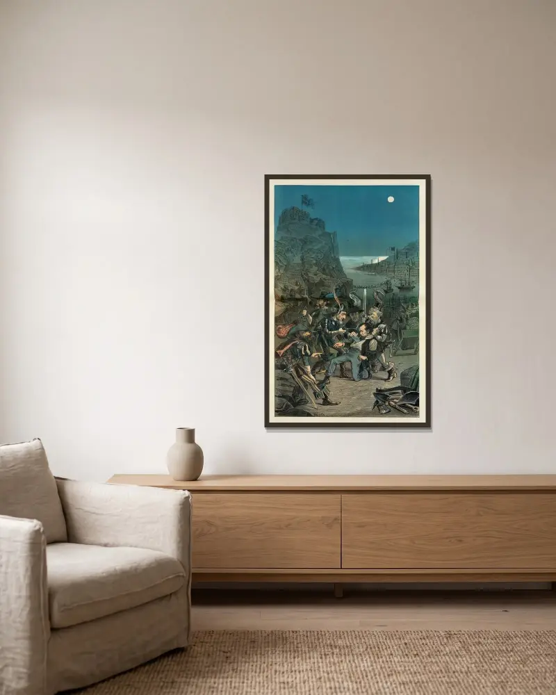 Unsere Raubritter von Bernhard Gillam gerahmt an einer Wand