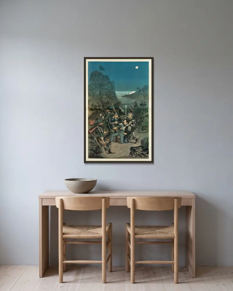 Unsere Raubritter von Bernhard Gillam gerahmt an einer Wand