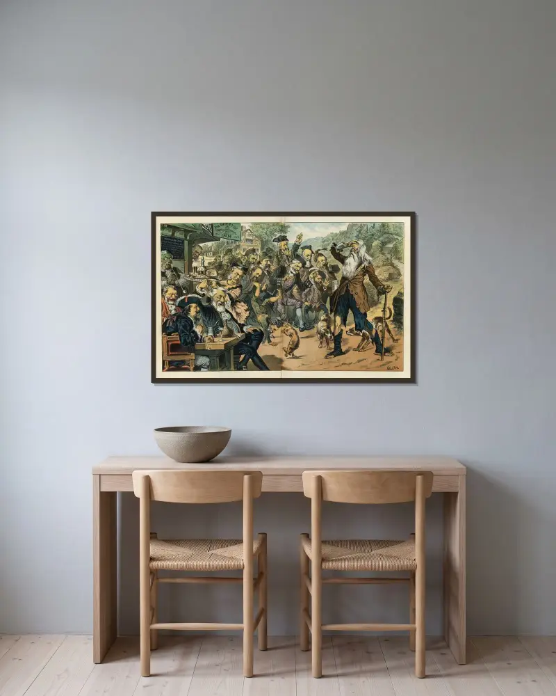Rip Van Winkles Rückkehr von Bernhard Gillam gerahmt an einer Wand