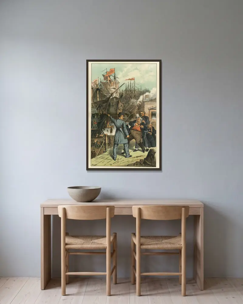Budowa statku do napraw, Bernhard Gillam w ramie na ścianie