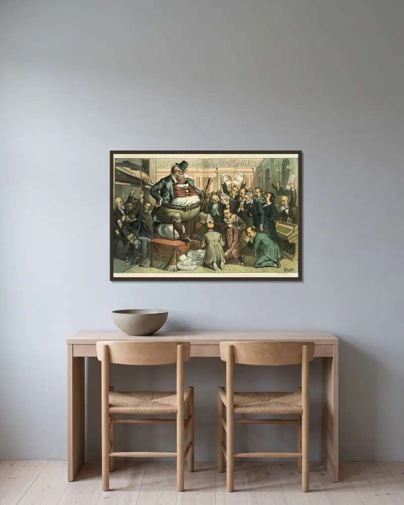 The bugaboo of congress av Bernhard Gillam inramad på en vägg