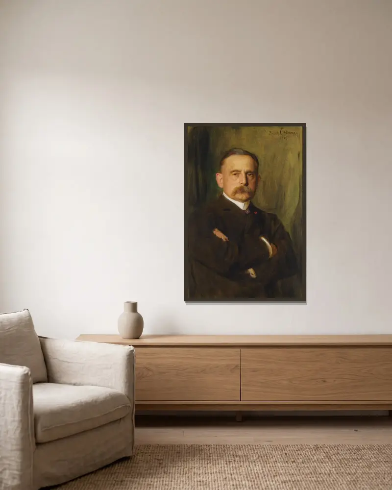 Baron Paul Henri d’Estournelle de Constant av Bernhard Österman inramad på en vägg