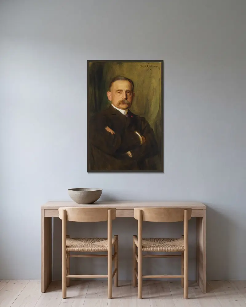 Baron Paul Henri d’Estournelle de Constant av Bernhard Österman inramad på en vägg