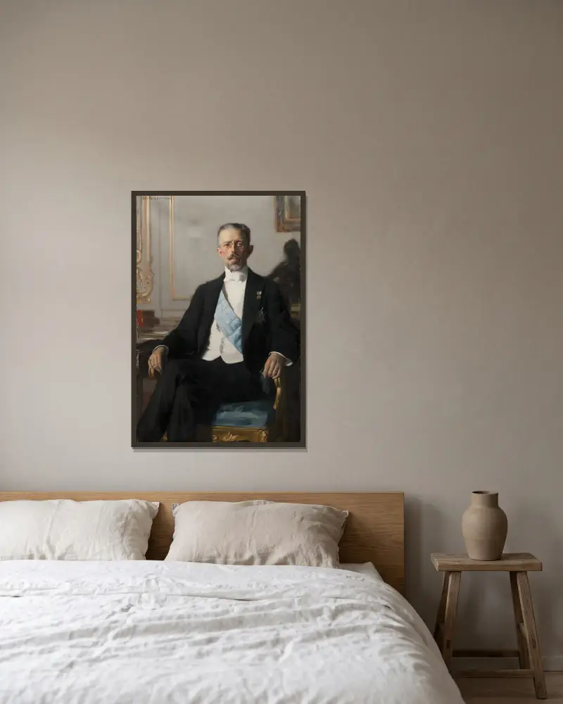 Gustav V (1858–1950), kronprins av Sverige och Norge, kung av Sverige av Bernhard Österman inramad på en vägg