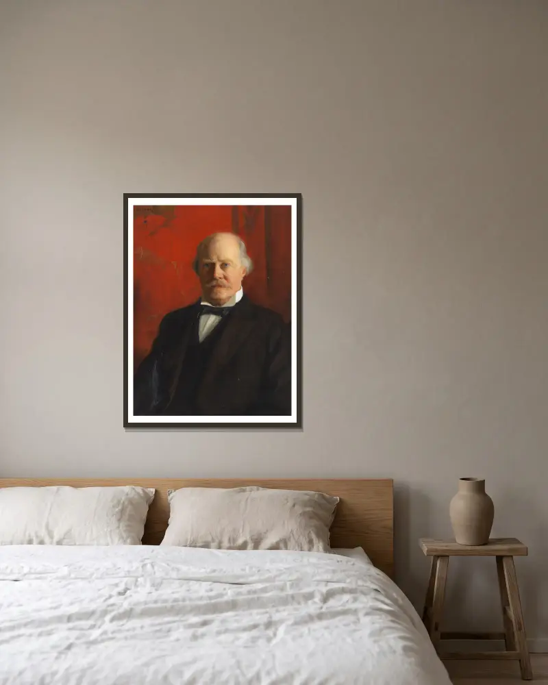 Porträtt av en man av Bernhard Österman inramad på en vägg