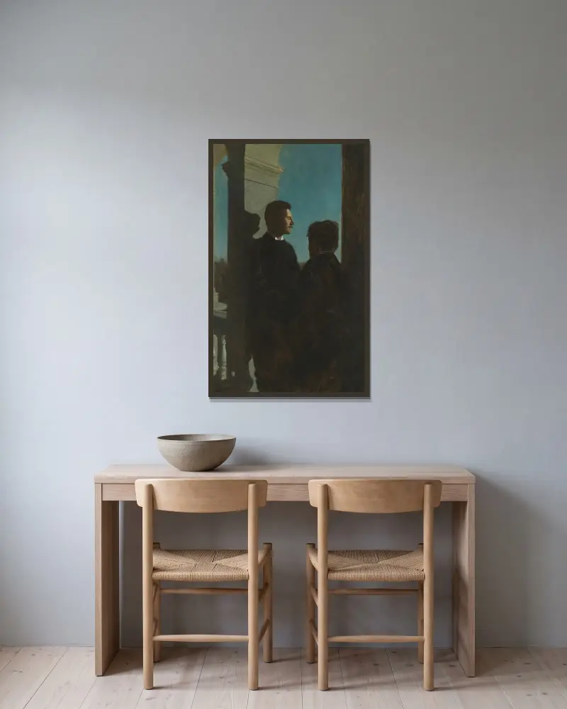 Porträtt av Bernhard och Emil Österman av Bernhard Österman inramad på en vägg