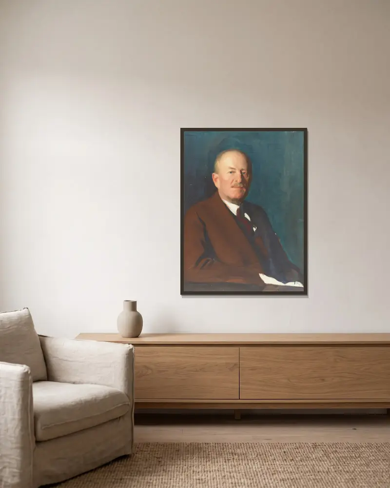 Skizze, Baron Silfverskiöld von Bernhard Österman gerahmt an einer Wand