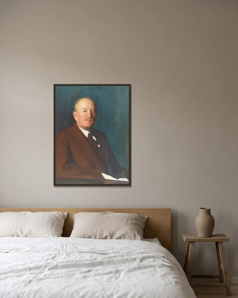 Skizze, Baron Silfverskiöld von Bernhard Österman gerahmt an einer Wand