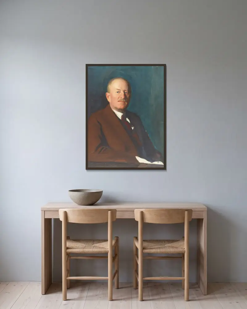 Skizze, Baron Silfverskiöld von Bernhard Österman gerahmt an einer Wand
