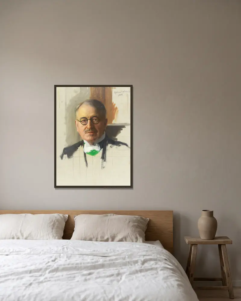 Skizze, Leutnant Artur Bäckström von Bernhard Österman gerahmt an einer Wand