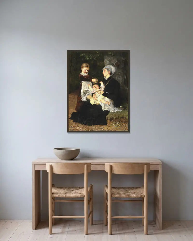 Besuch einer Amme von Bertha Wegmann gerahmt an einer Wand