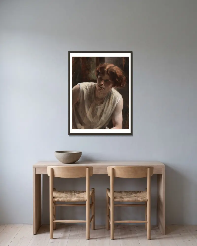 Studium kobiety-modelki, Bertha Wegmann w ramie na ścianie