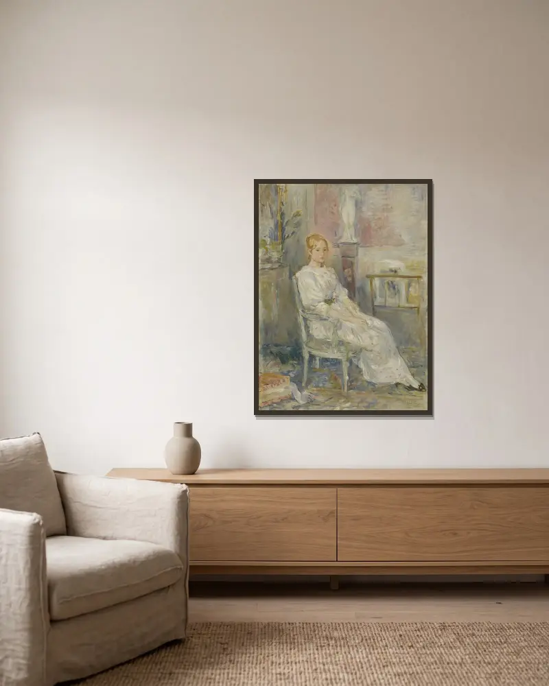 Alice Gamby dans le salon av Berthe Morisot inramad på en vägg