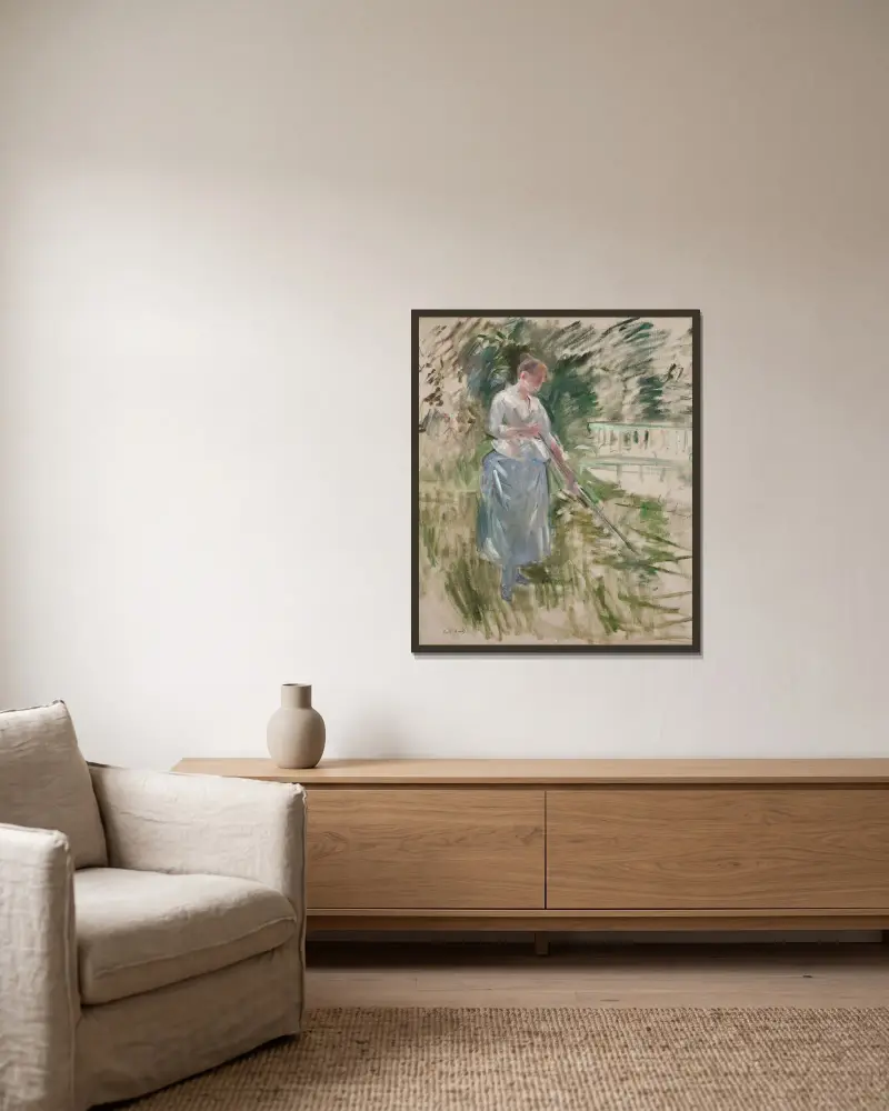 Kobieta grabiąca siano, 1888, Berthe Morisot w ramie na ścianie