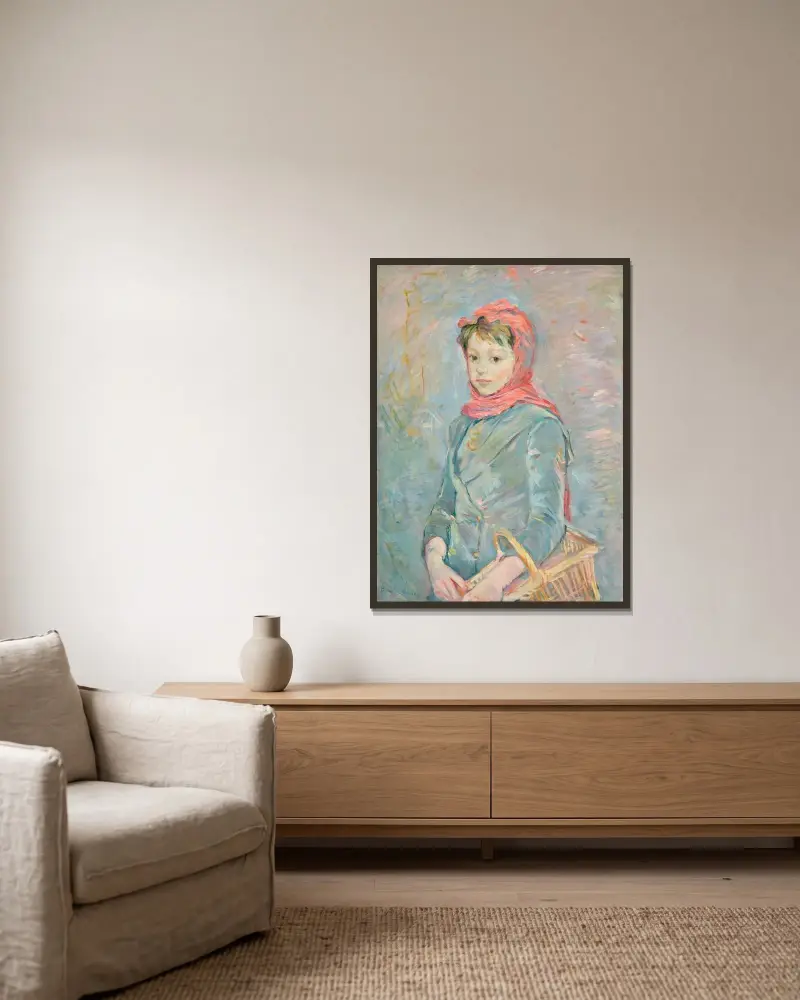 Fillette portant un panier av Berthe Morisot inramad på en vägg