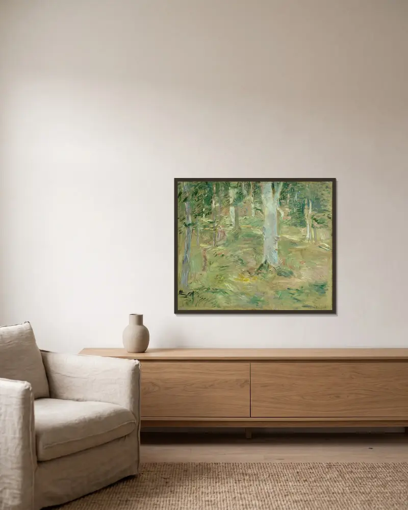 Lesní zátiší v Compiègne, Berthe Morisot v rámu na stěně